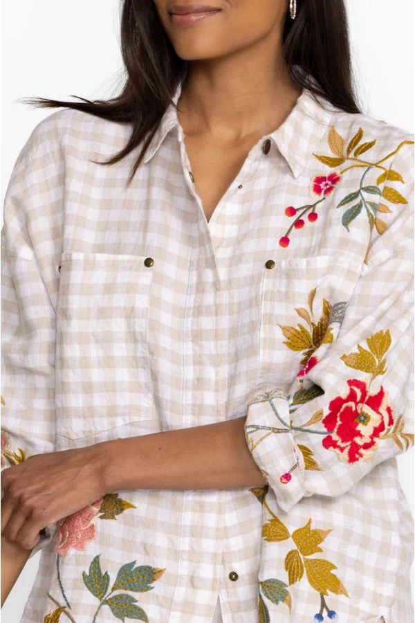 JOHNNY WAS ADELE GINGHAM POCKET BLOUSE 8 JOHNNY WAS ADELE GINGHAM POCKET BLOUSE - Image 6